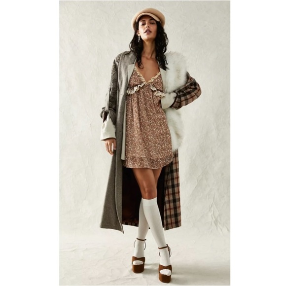 NWT Free People Pennie Printed Babydoll Mini Dress‎ Size Small - Picture 1 of 15